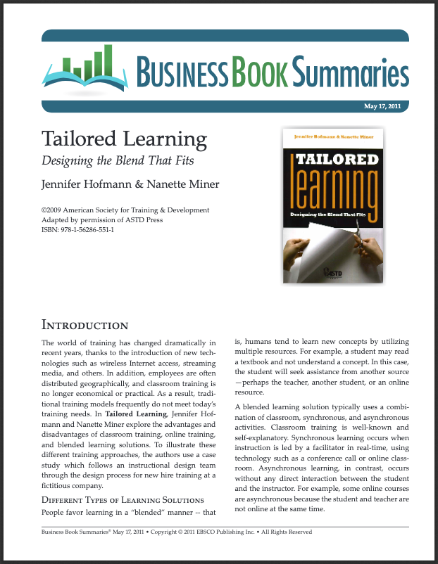 ASTD Tailored Learning Book Summary